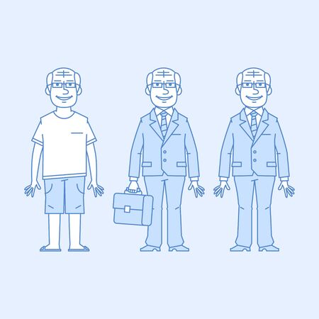 Elderly businessman in different versionsのイラスト素材