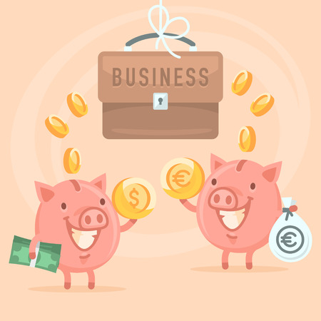 Business and piggy bankのイラスト素材