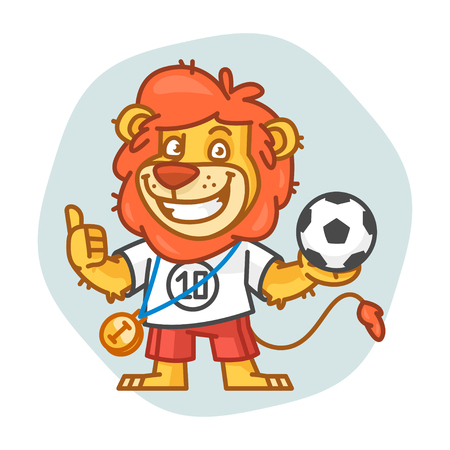 Lion Holds Ball and Showing Thumbs Upのイラスト素材