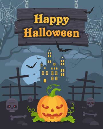 Illustration Halloween Backgrounds and Pumpkinのイラスト素材