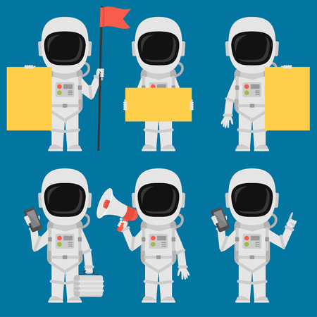 Astronaut Holding Paper Phone Megaphoneのイラスト素材