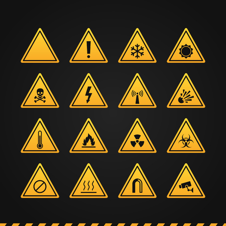 Set Warning Signs. Vector illustration. Icon Set.のイラスト素材