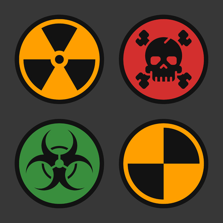 Radiation Biohazard Death Quarantine. Set Signs. Danger Objects. Vector illustration. Set Icons. のイラスト素材