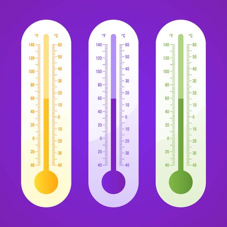 Thermometer three options part 2. Vector icons and objects. Vector Illustrationのイラスト素材