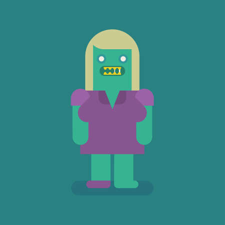 Woman blonde zombie character. Vector character. Vector Illustrationのイラスト素材