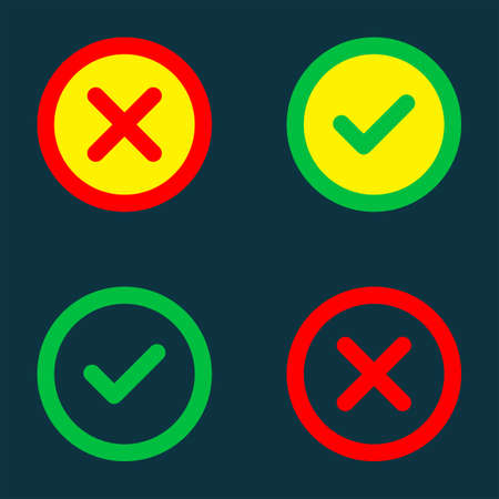 Close and check mark icons. Vector icons. Vector Illustrationのイラスト素材