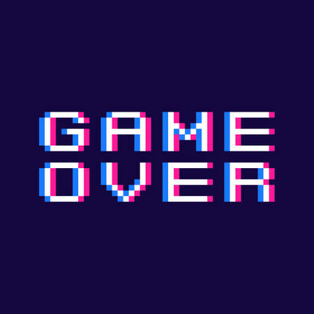 Game over lettering in pixel art style. Vector object. Vector Illustrationのイラスト素材