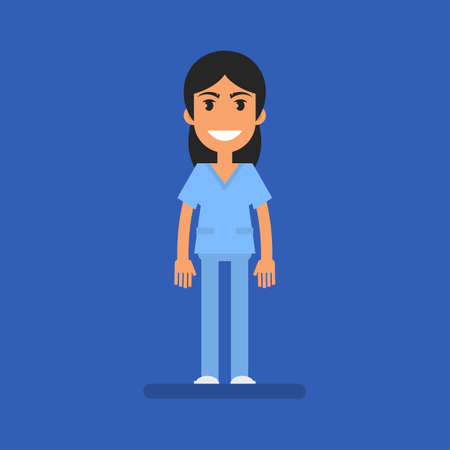 Nurse standing and smiling. flat people. vector illustrationのイラスト素材