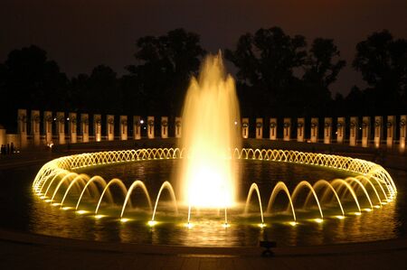 Fountain at nightの写真素材
