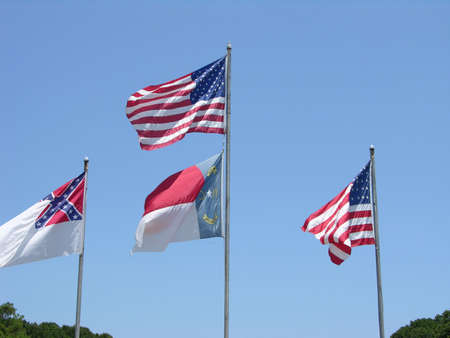 Flags flying over North Carolinaの写真素材