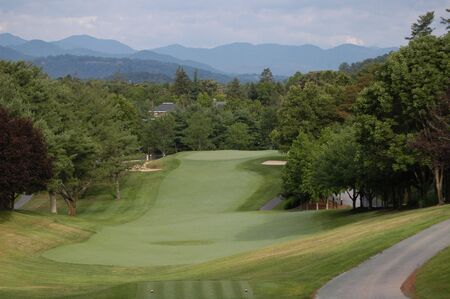 A long golf fairway in the North Carolina mountainsの写真素材