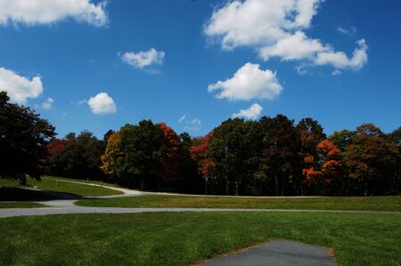 A fall day in the early fall of the year. Taken in a rural park in North Carolinaの写真素材