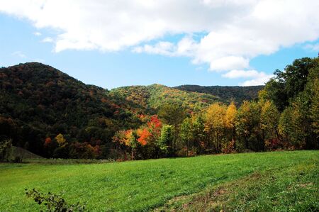 Hills in the fall of the year in rural North Carolinaの写真素材