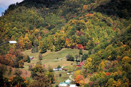 A farm on a mountain in rural North Carolinaの写真素材