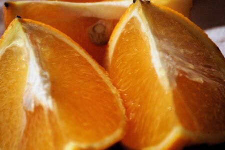 Orange quarters ready to eatの写真素材
