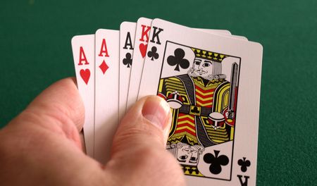a great pojer hand with aces and kingsのeditorial素材