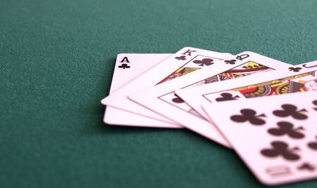 An ace high flush shown in clubsのeditorial素材