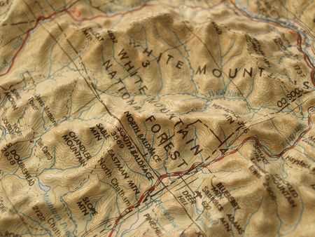 A mountain map of northern New Hampshireの写真素材