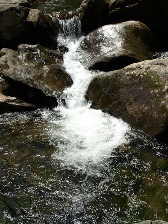 Fast flowing water in a rural North Carolina streamの写真素材