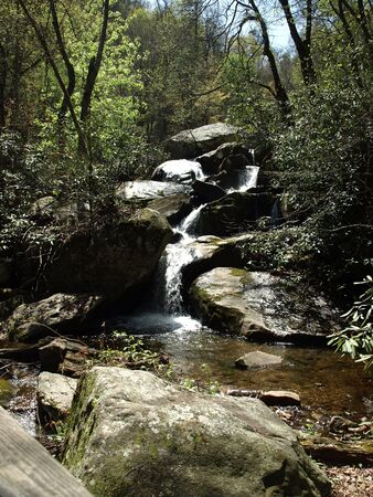 A fast flowing stream in rural North Carolinaの写真素材