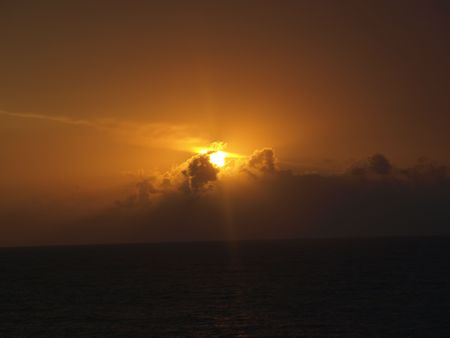 Sunrise over Carolina beach in North Carolinaの写真素材