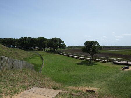 View from the top of an old civil war fort in North Carolinaの写真素材