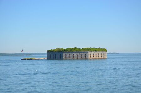 Fort Gorges, an old fort built after the War of 1812 to protect Portland Harborのeditorial素材
