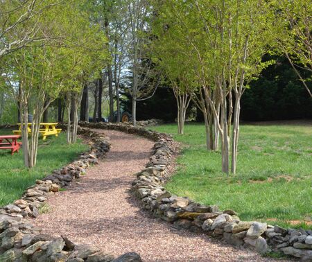 A garden path in the spring. This is in the mountains of North Carolinaの写真素材