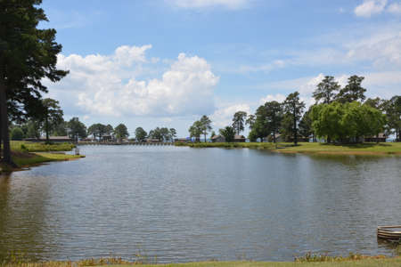 North Carolina lake front. Shown during the summer months.の写真素材