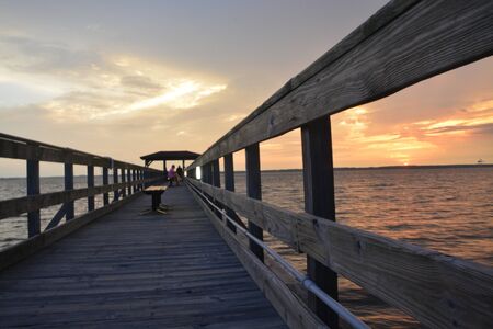 An old pier along the Cape Fear River.の写真素材