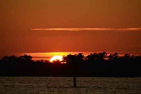 The end of the day along the cape fear river in North Carolinaの写真素材
