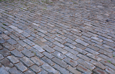 An old cobblestone street seen closeup in Maine