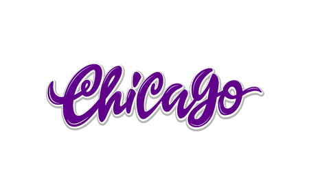 Vector "Chicago" hand lettering.Illinois. Vector hand custom calligraphy for your designs: , for posters, invitations, cards, etc. Typography vector. - Vectorのイラスト素材