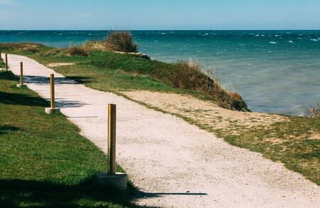 A path for walking along the sea on a sunny day. Gelendzhik, Russiaの写真素材