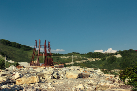 Construction in the mountains. Picturesque landscape. Gelendzhik, Russiaの写真素材