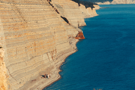 Rock on the Black Sea coast on a sunset background. Gelendzhik, North Caucasus, Russiaの写真素材