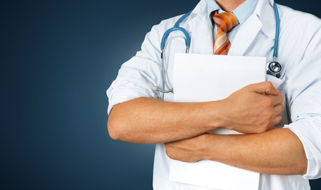 Healthcare And Medicine concept. Unrecognizable Doctor with Medical Documentの写真素材