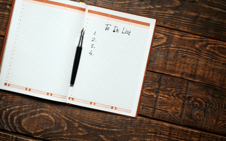 Opened Organizer With To Do List, Top View. Memo Planning Strategy Process Ideas Conceptの写真素材