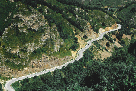 Picturesque Dolomites Landscape With Mountain Road. Caucasus, Russiaの写真素材