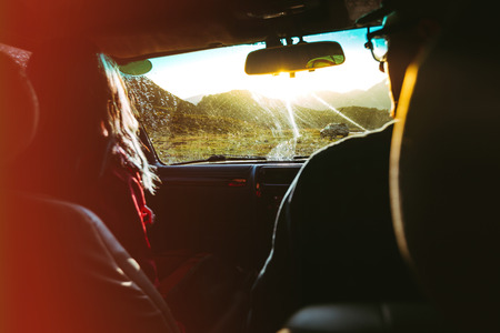 Happy Couple Road Trip. Travel Journet Lifestyle Concept