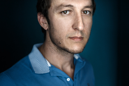 Headshot Portrait Of Handsome Real Strong Man. Creativity Conceptの写真素材