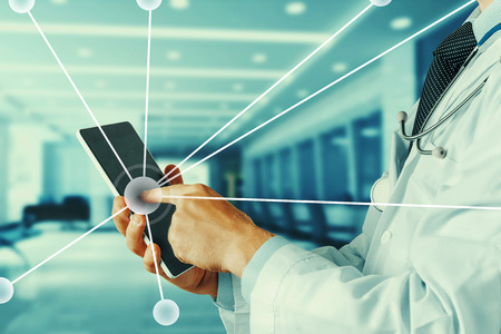 Modern Technology In Healthcare And Medicine. Doctor using digital tabletの写真素材