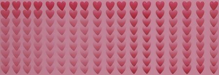 Red Hearts In A Row On Pink Background.  Valentines Day Love Decor Background Conceptの写真素材