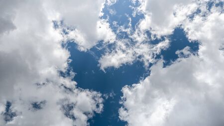 Blue sky with white clouds, banner background 