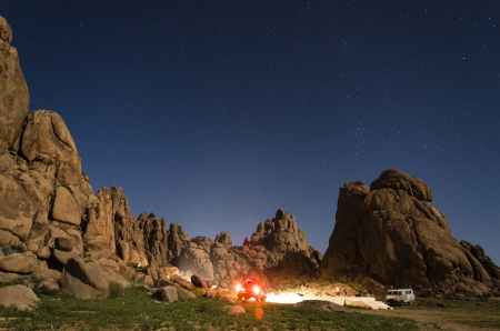 Amphitheater  in Gobi at midnightの写真素材