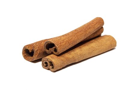 Close-up of cinnamon isolated on white background 
