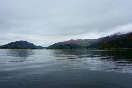 Beautiful Lake Kawaguchiko, cloudy weather. Japanの写真素材