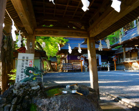 Fujiyoshida / Japan - May 02 2019: Arakura Fuji Sengen Jinjya shinto shrine located on the mountainside of Mt. Arakura and in front of Mt. Fujiのeditorial素材