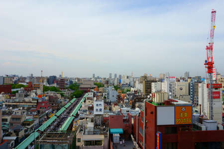 Tokyo / Japan - May 03 2019: Asakusa district aerial view. Nakamise Streetのeditorial素材