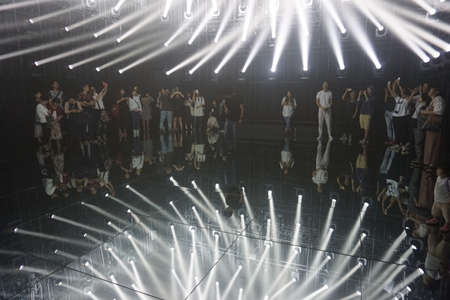 Tokyo / Japan - Sept 12 2018: mori digital art museum, Odaiba. electric lights. Lighting Sculpture room in teamLab Borderless Exhibitionのeditorial素材